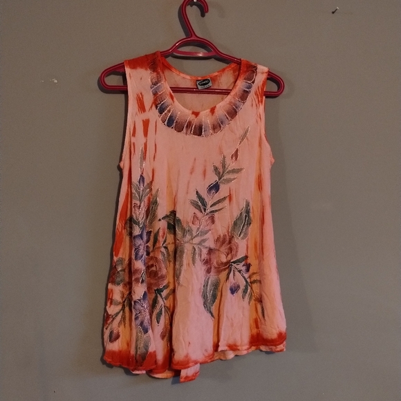 Dimri Made in India Tye-Dye Floral Embroidered Top - Picture 1 of 4